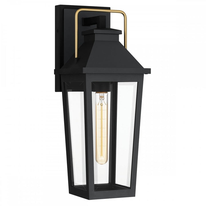 Quoizel QZ-BUCKLEY-M-MBK Buckley 1 Light Medium Outdoor Wall Lantern Matt Black & Brass Accent