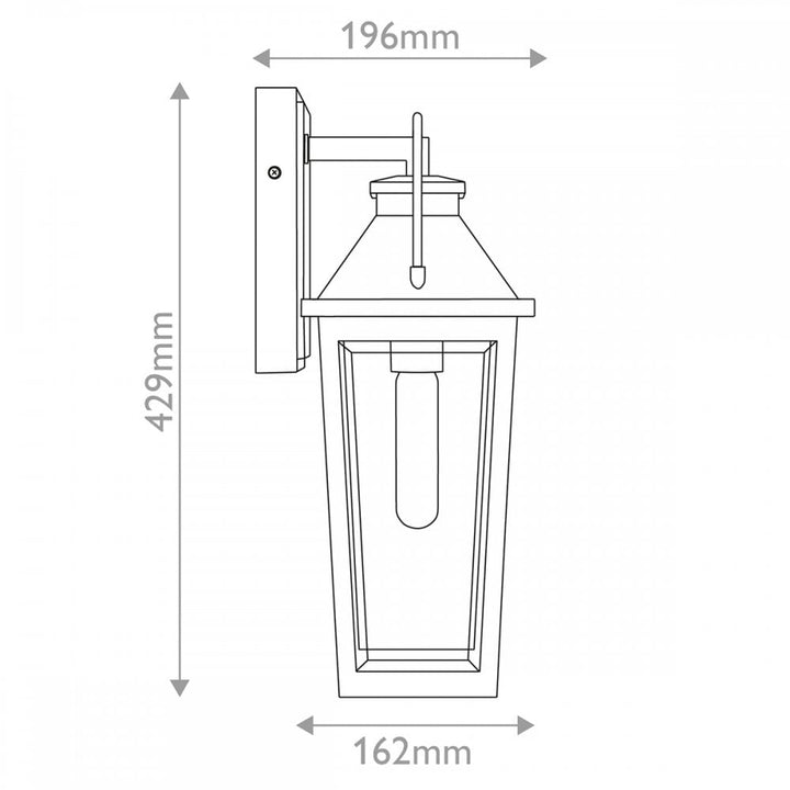 Quoizel QZ-BUCKLEY-M-MBK Buckley 1 Light Medium Outdoor Wall Lantern Matt Black & Brass Accent
