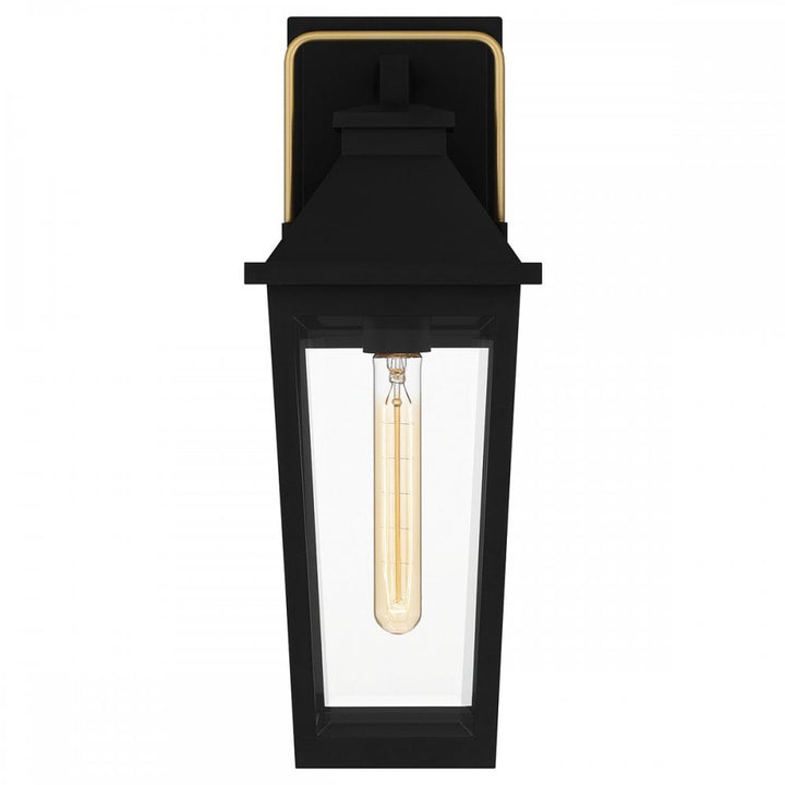 Quoizel QZ-BUCKLEY-M-MBK Buckley 1 Light Medium Outdoor Wall Lantern Matt Black & Brass Accent