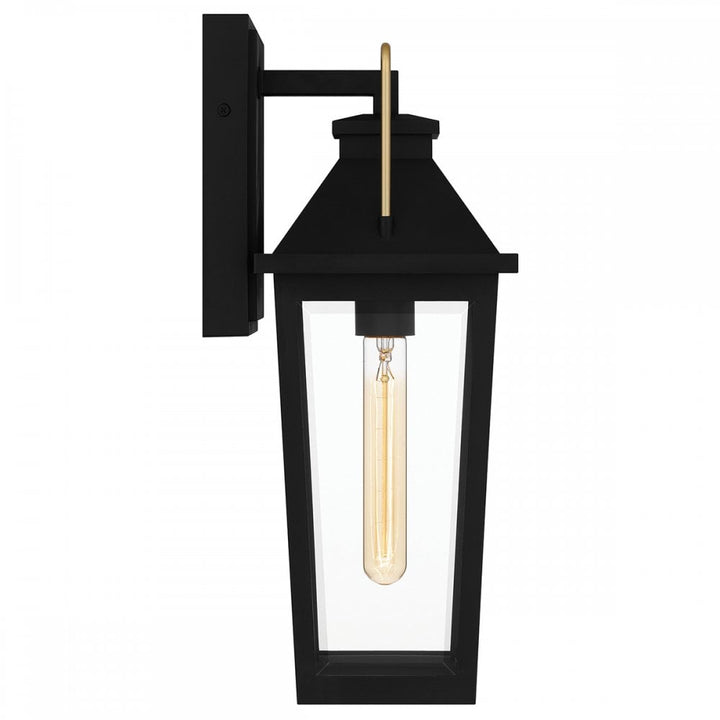 Quoizel QZ-BUCKLEY-M-MBK Buckley 1 Light Medium Outdoor Wall Lantern Matt Black & Brass Accent