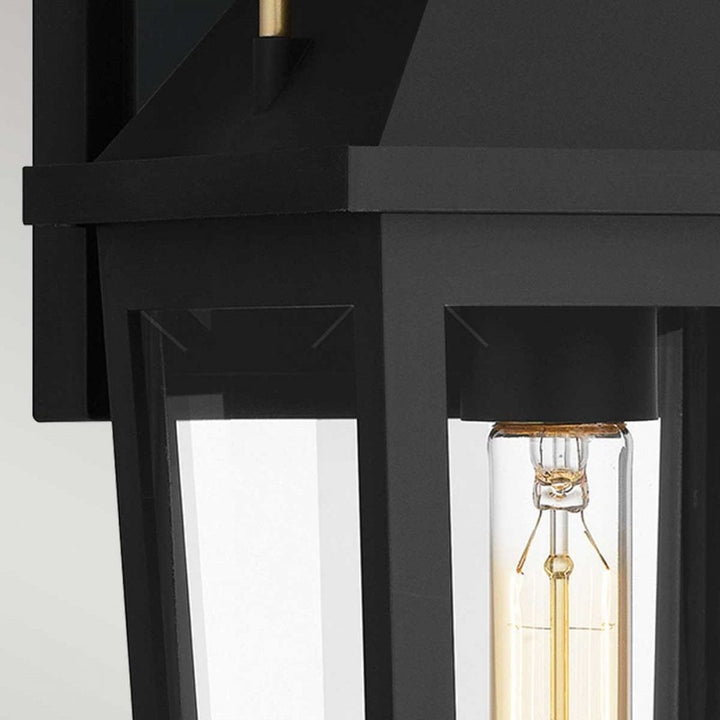 Quoizel QZ-BUCKLEY-M-MBK Buckley 1 Light Medium Outdoor Wall Lantern Matt Black & Brass Accent