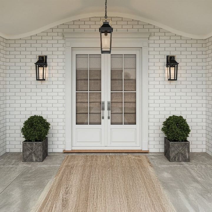 Quoizel QZ-BUCKLEY-M-MBK Buckley 1 Light Medium Outdoor Wall Lantern Matt Black & Brass Accent