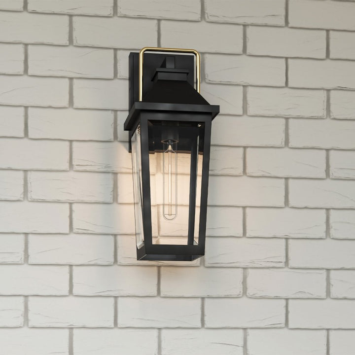 Quoizel QZ-BUCKLEY-M-MBK Buckley 1 Light Medium Outdoor Wall Lantern Matt Black & Brass Accent
