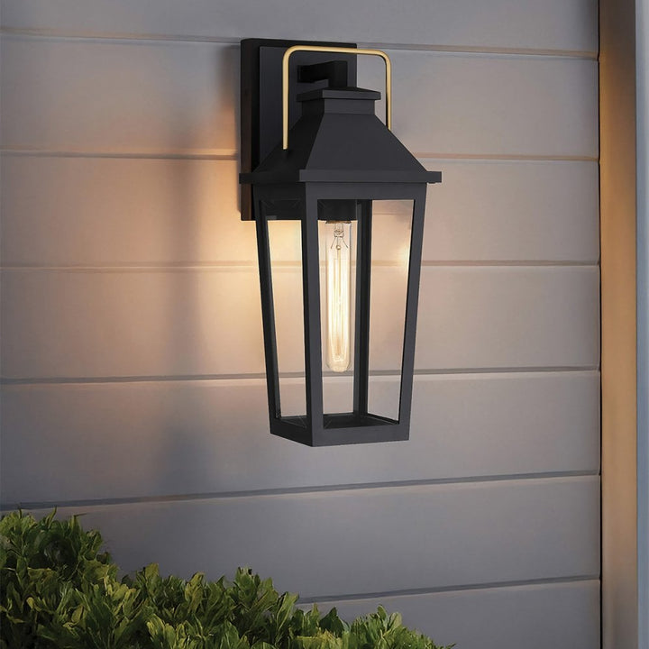 Quoizel QZ-BUCKLEY-M-MBK Buckley 1 Light Medium Outdoor Wall Lantern Matt Black & Brass Accent