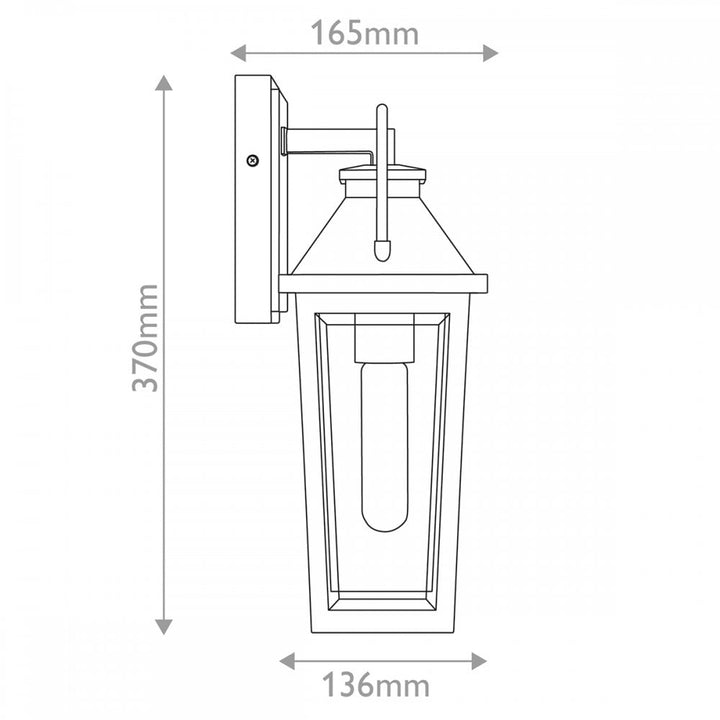 Quoizel QZ-BUCKLEY-S-MBK Buckley 1 Light Small Outdoor Wall Lantern Matt Black & Brass Accent