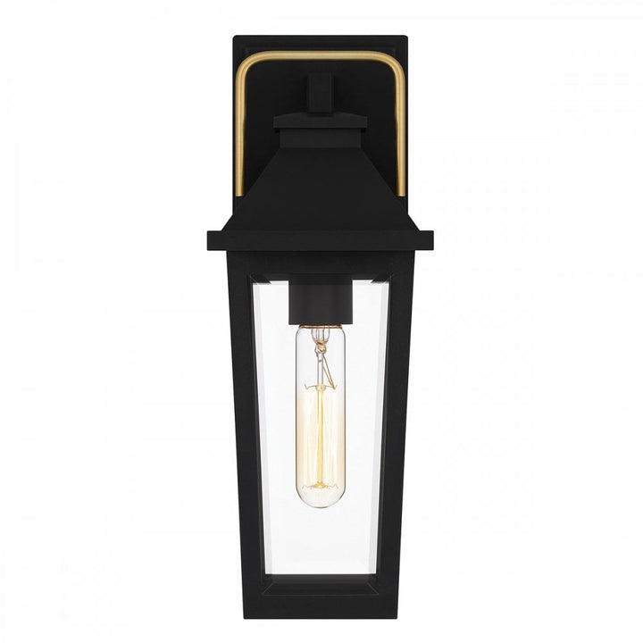 Quoizel QZ-BUCKLEY-S-MBK Buckley 1 Light Small Outdoor Wall Lantern Matt Black & Brass Accent