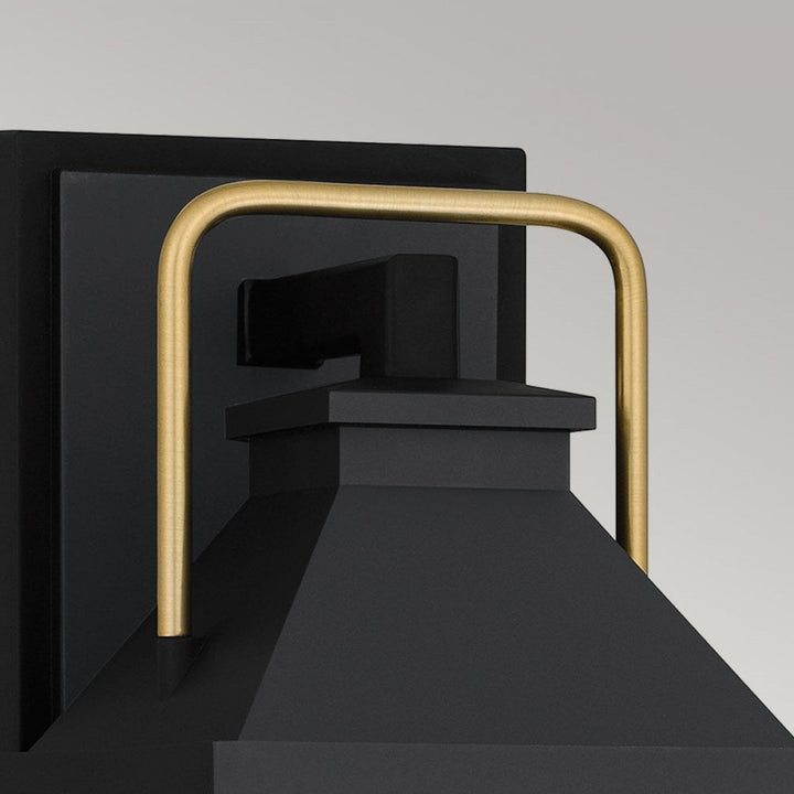 Quoizel QZ-BUCKLEY-S-MBK Buckley 1 Light Small Outdoor Wall Lantern Matt Black & Brass Accent