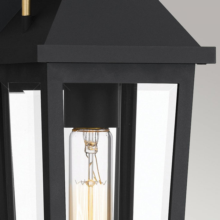 Quoizel QZ-BUCKLEY-S-MBK Buckley 1 Light Small Outdoor Wall Lantern Matt Black & Brass Accent