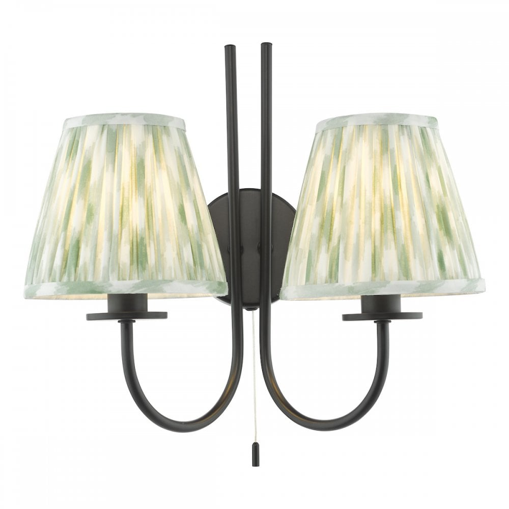 Dar BEC0922-IKA2624 Becca 2 Light Wall Light Matt Black With Shade