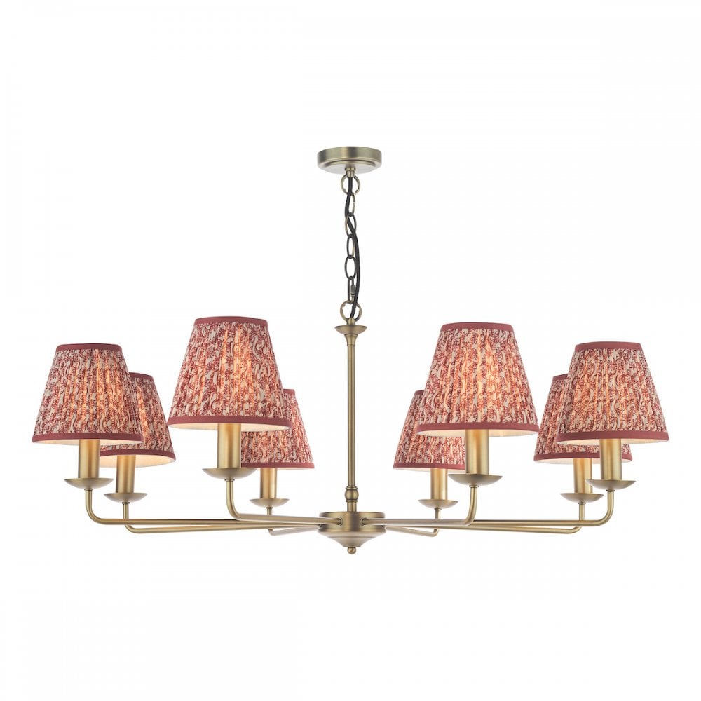 Dar FAV0863-EST2625 Favian 8 Light Pendant Matt Bronze With Shade