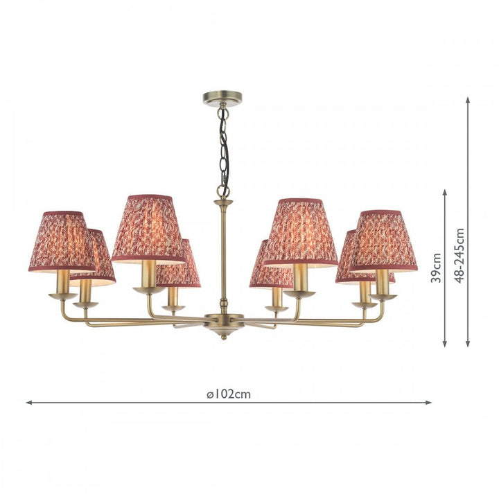 Dar FAV0863-EST2625 Favian 8 Light Pendant Matt Bronze With Shade