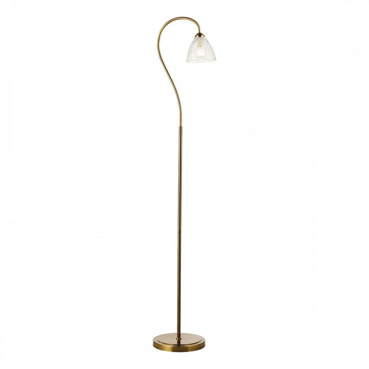 Dar GLY4963 Glynis Floor Lamp Antique Bronze and Ribbed Glass
