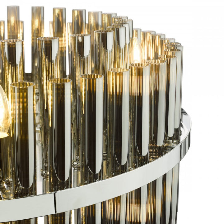 Dar IMA1650 Imani 16 Light Pendant Polished Chrome and Smoked Ribbed Glass