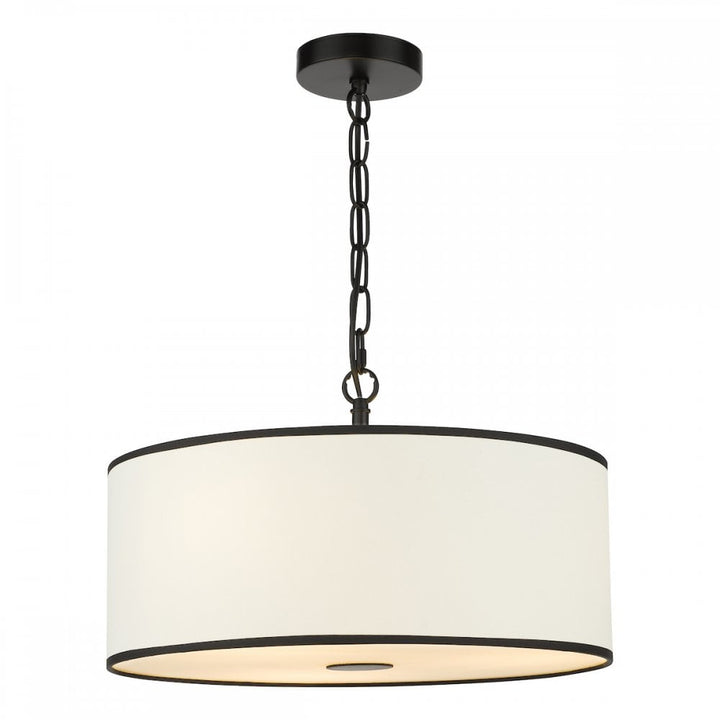 Dar JEM0322 Jemima 3 Light Pendant White and Matt Black With Shade