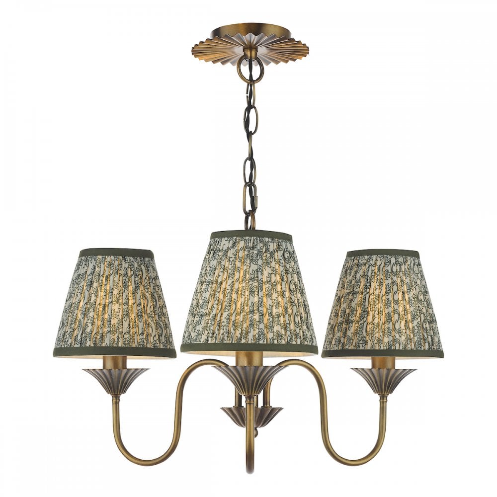 Dar LYD0363-EST2624 Lydian 3 Light Pendant Antique Bronze With Shade