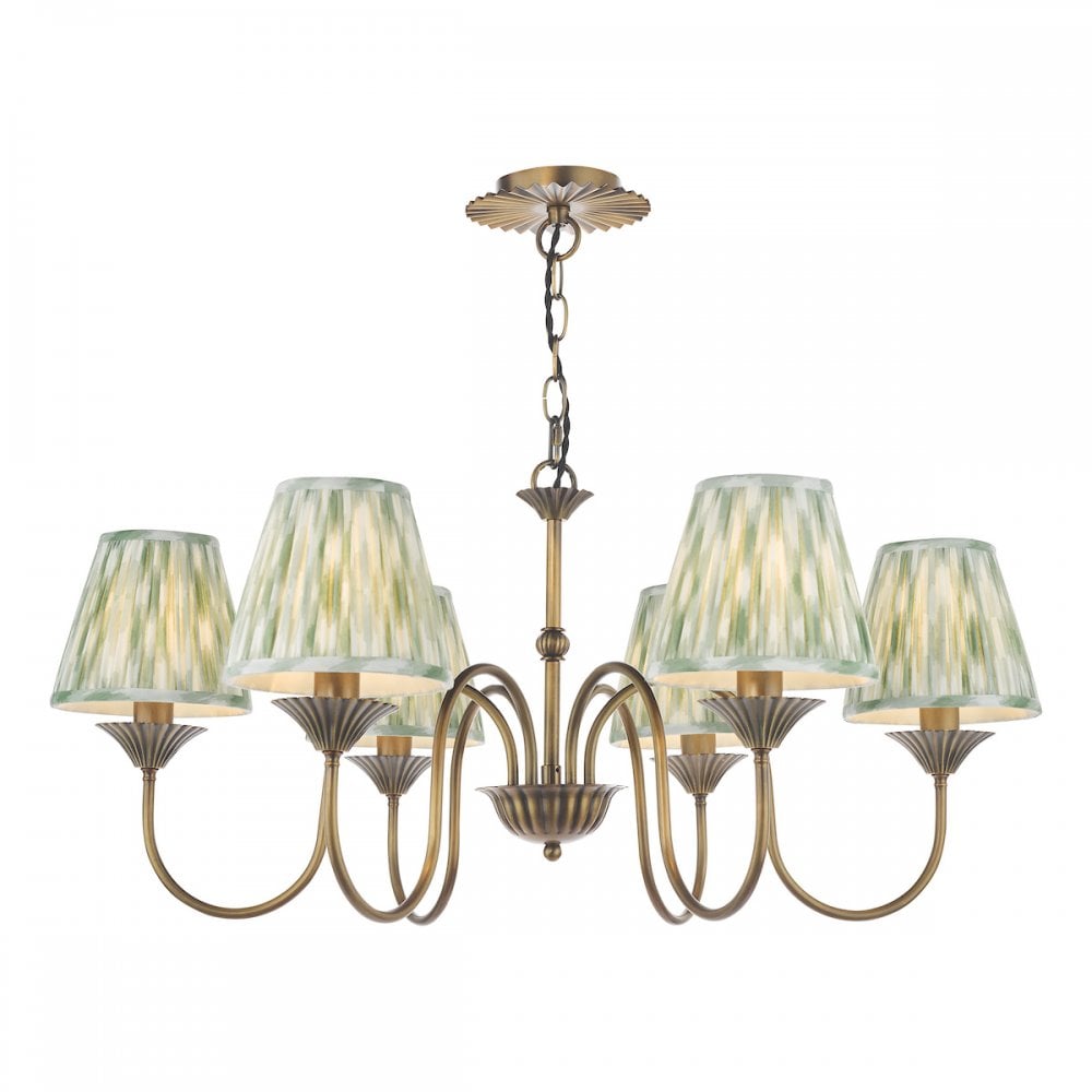 Dar LYD0663-IKA2624 Lydian 6 Light Pendant Antique Bronze With Shade