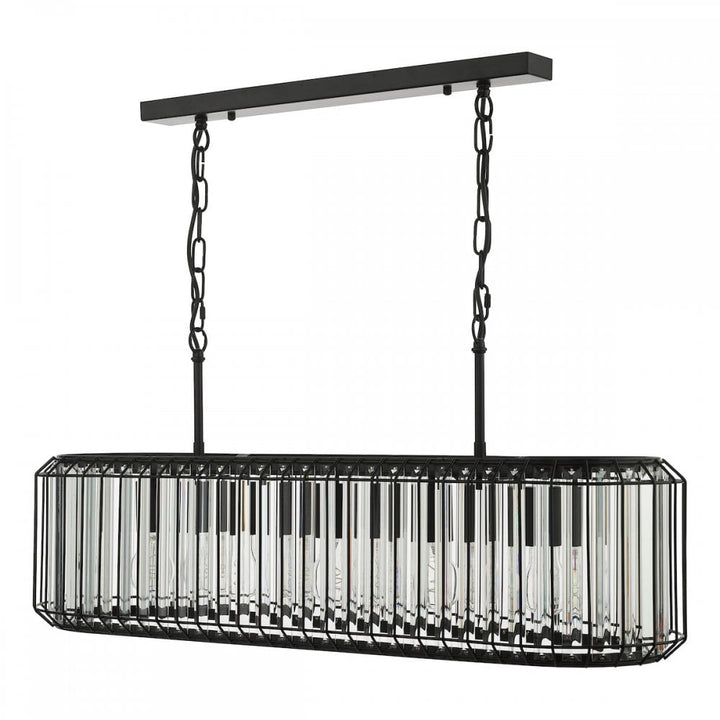 Dar NAE0522 Naeva 5 Light Pendant Matt Black and Crystal