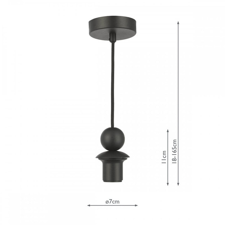 Dar SP73 1 Light Matt Black E27 Suspension