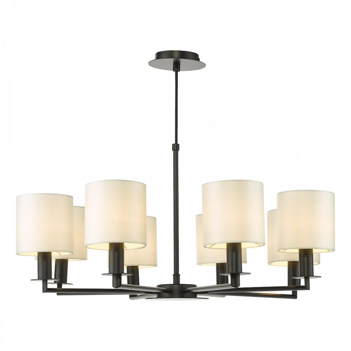 Dar TYL0822-LYR2615 Tyler 8 Light Armed Pendant Matt Black With Shade