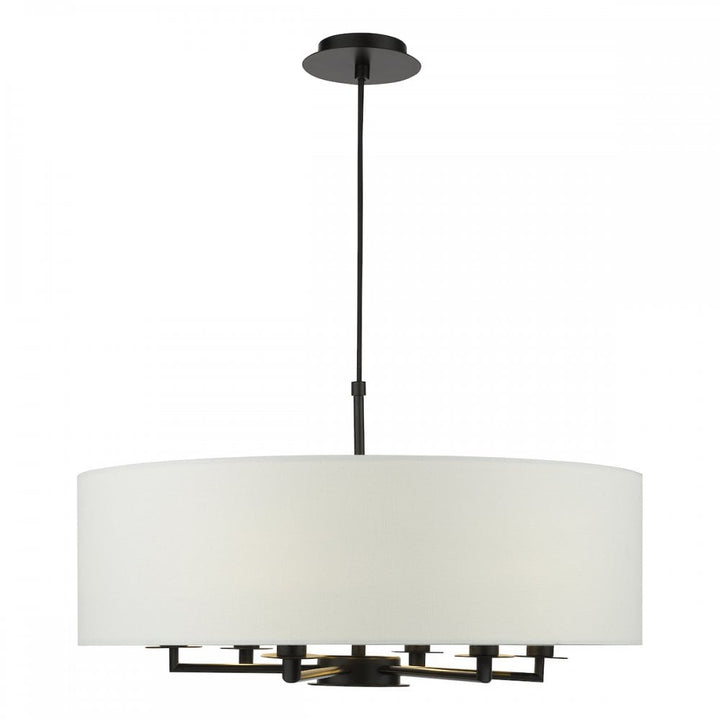 Dar TYL6422 Tyler 6 Light Chadelier Matt Black and White With Shade