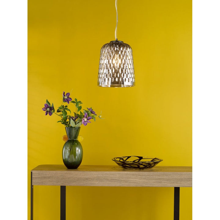 Dar VAR0110 Varius Pendant Matt Black and Smoked Glass