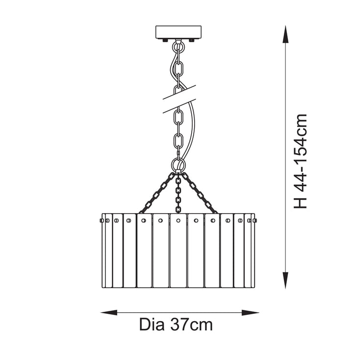 Endon 118467 Karine 3 Light Pendant Brushed Aged Brass Plate & Clear Handmade Textured Glass
