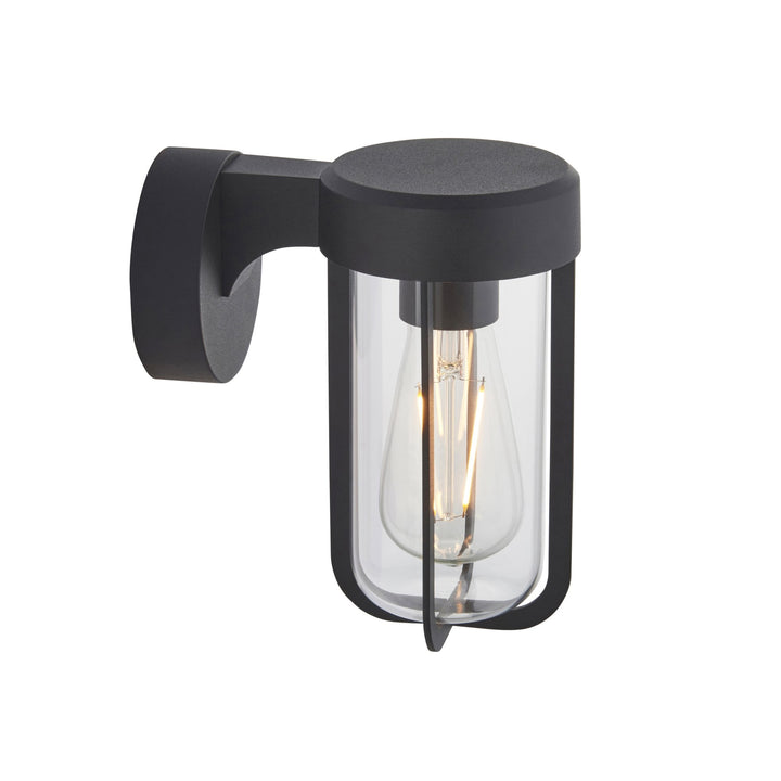 Endon 118758 Lucca Outdoor Wall Light Textured Black & Clear Glass