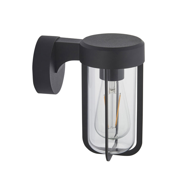 Endon 118758 Lucca Outdoor Wall Light Textured Black & Clear Glass