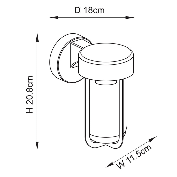 Endon 118758 Lucca Outdoor Wall Light Textured Black & Clear Glass