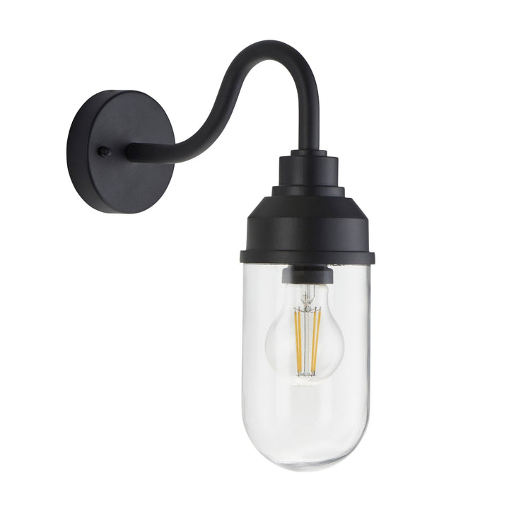 Endon 118760 Truro Outdoor Wall Light Textured Black & Clear Glass