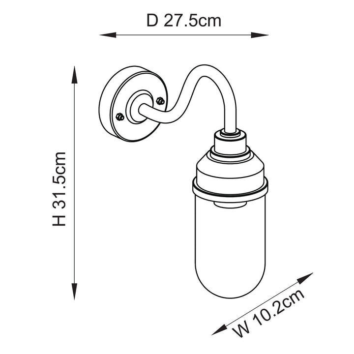 Endon 118760 Truro Outdoor Wall Light Textured Black & Clear Glass