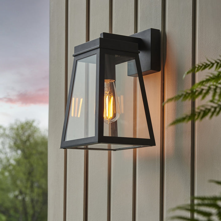 Endon 118762 Lymington Outdoor Wall Light Textured Black & Clear Glass