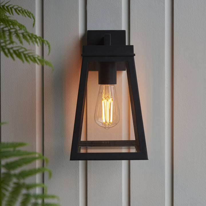 Endon 118762 Lymington Outdoor Wall Light Textured Black & Clear Glass