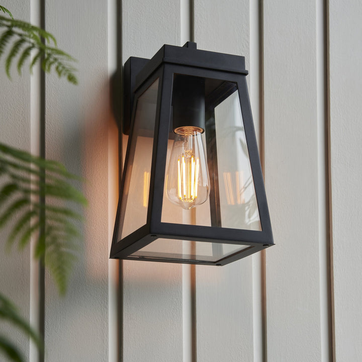 Endon 118762 Lymington Outdoor Wall Light Textured Black & Clear Glass