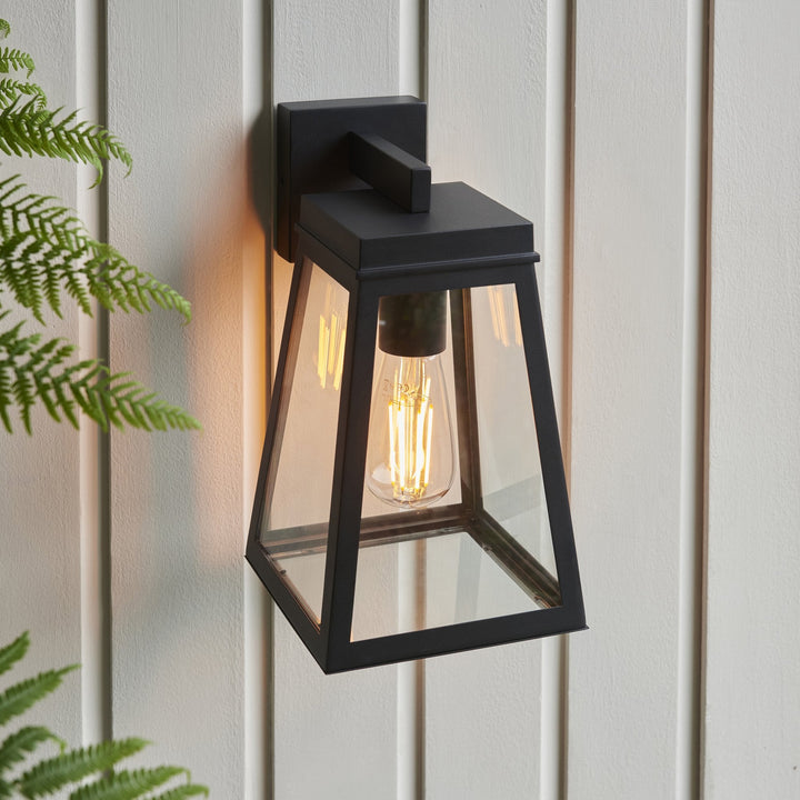 Endon 118762 Lymington Outdoor Wall Light Textured Black & Clear Glass