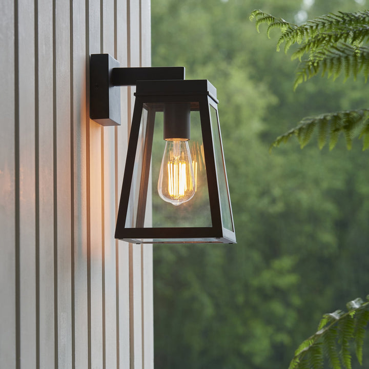Endon 118762 Lymington Outdoor Wall Light Textured Black & Clear Glass