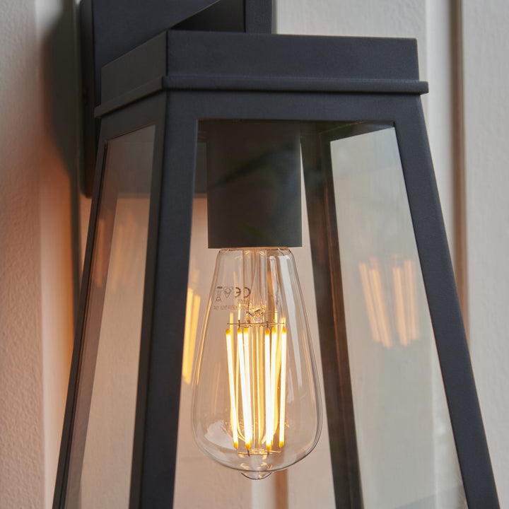 Endon 118762 Lymington Outdoor Wall Light Textured Black & Clear Glass