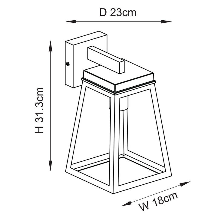 Endon 118762 Lymington Outdoor Wall Light Textured Black & Clear Glass