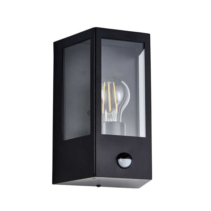 Endon 120552 Huntington Outdoor Pir Wall Light Matt Black & Clear Glass