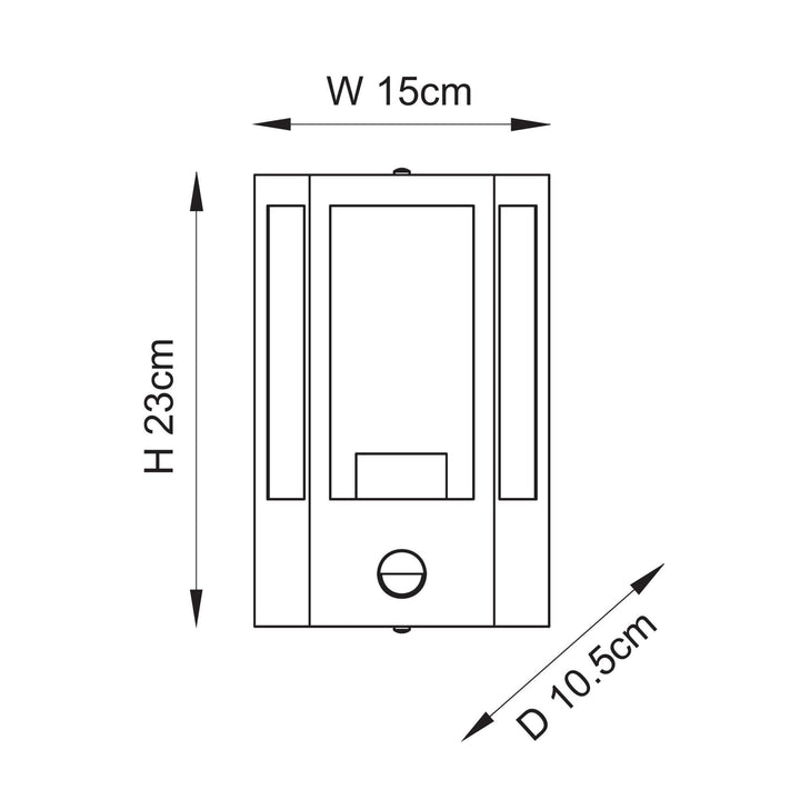 Endon 120552 Huntington Outdoor Pir Wall Light Matt Black & Clear Glass