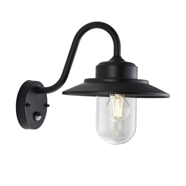 Endon 120556 Thornton Outdoor Pir Wall Light Matt Black & Clear Glass
