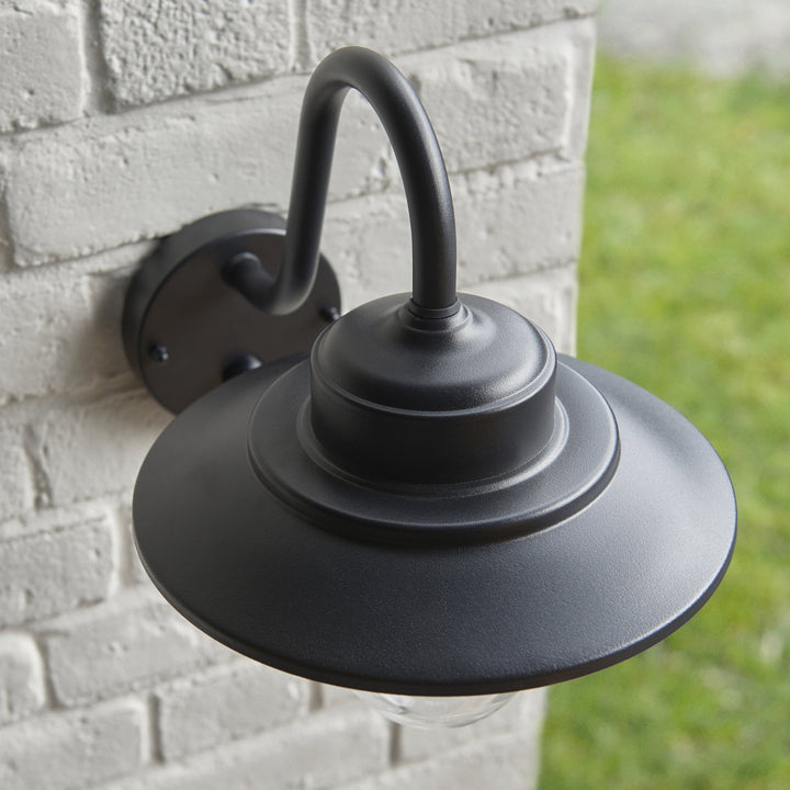 Endon 120556 Thornton Outdoor Pir Wall Light Matt Black & Clear Glass