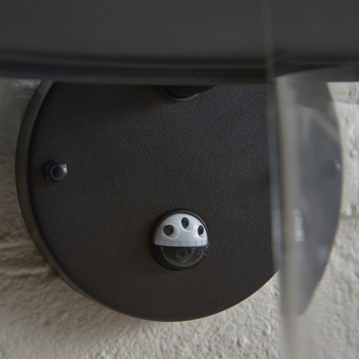 Endon 120556 Thornton Outdoor Pir Wall Light Matt Black & Clear Glass