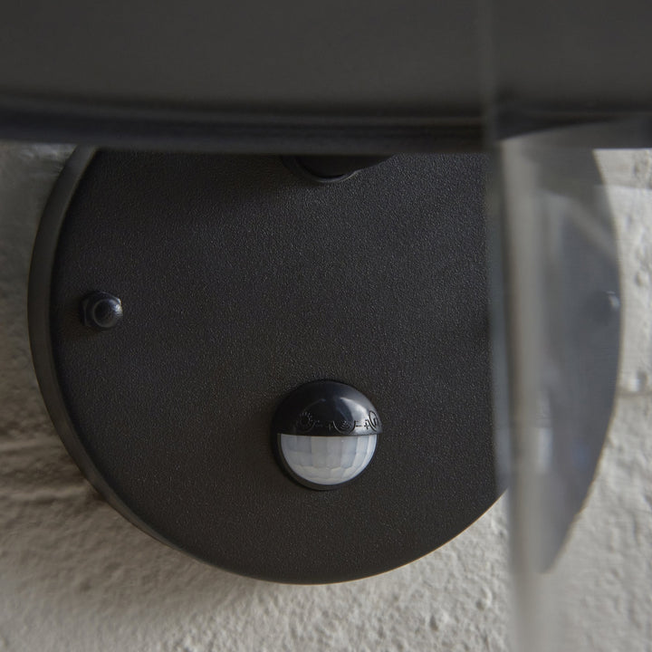 Endon 120556 Thornton Outdoor Pir Wall Light Matt Black & Clear Glass