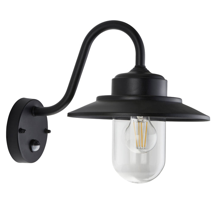 Endon 120556 Thornton Outdoor Pir Wall Light Matt Black & Clear Glass