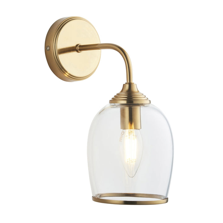 Endon 120626 Ashcroft Wall Light Brushed Aged Brass Plate & Clear Glass