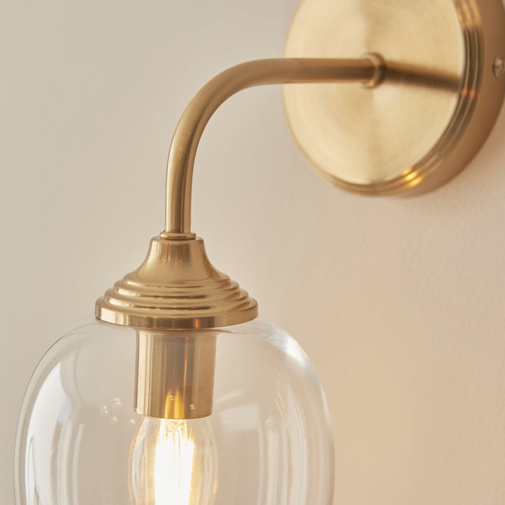 Endon 120626 Ashcroft Wall Light Brushed Aged Brass Plate & Clear Glass