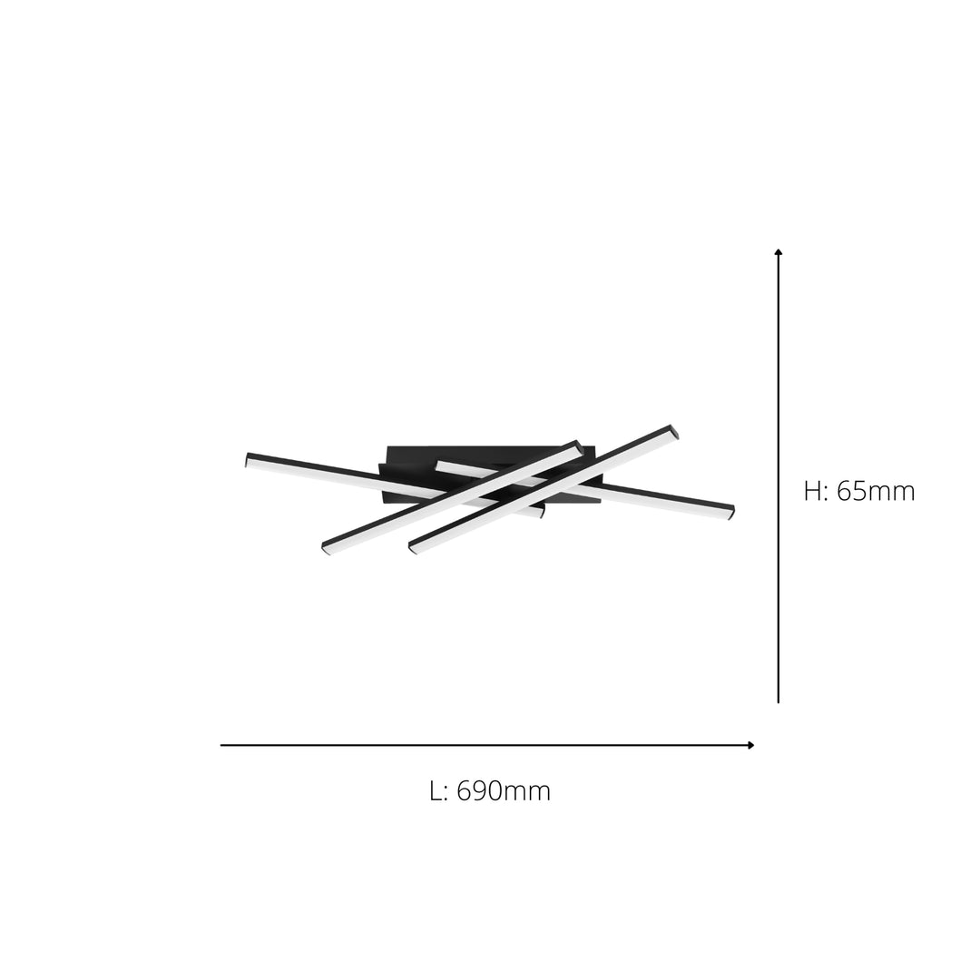 Eglo 75825 Vascella Steel & Plastic LED Neutral White Modern Ceiling Light Rectangular