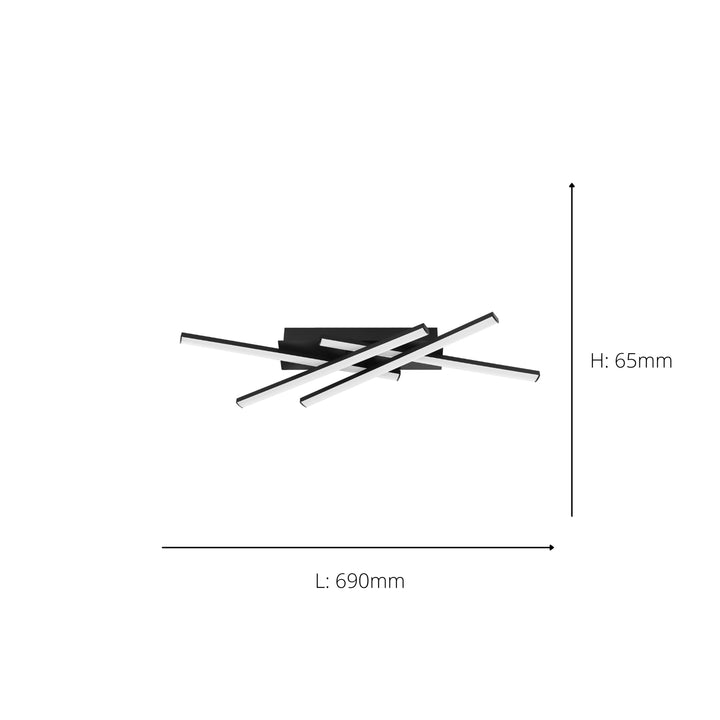 Eglo 75825 Vascella Steel & Plastic LED Neutral White Modern Ceiling Light Rectangular