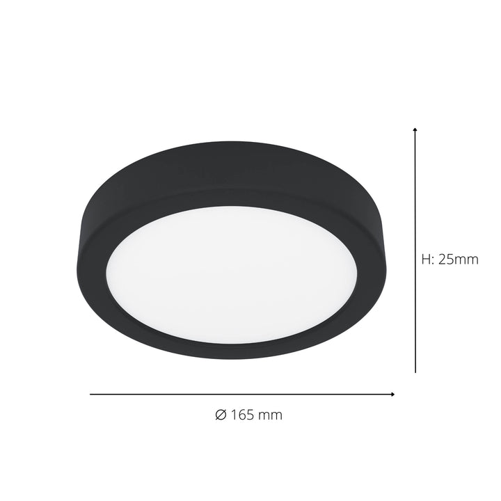 Eglo 901324 Fueva 6 IP44 LED CCT Plastic Ceiling Light (D) 16.6cm Black